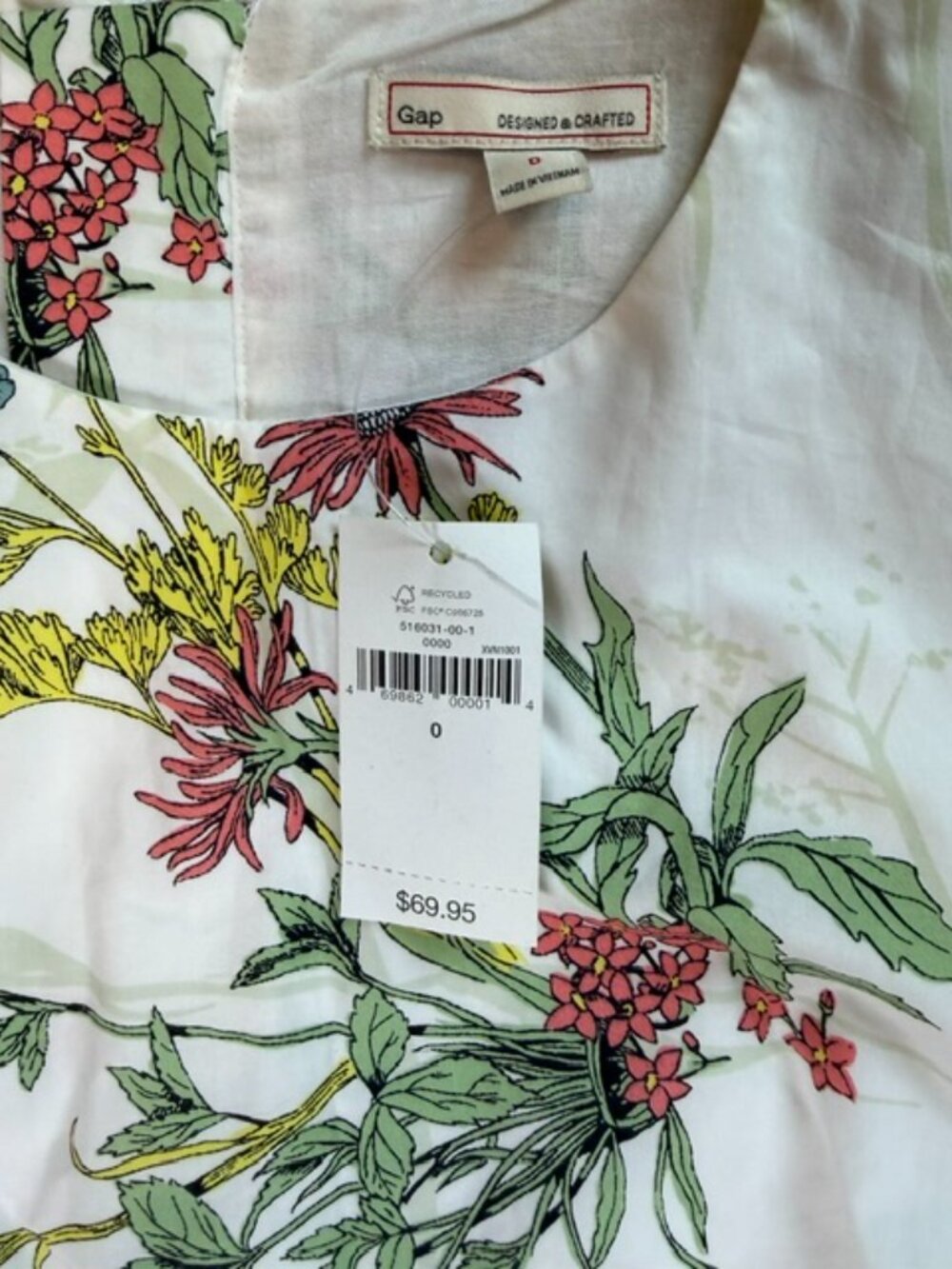 Gap Floral Fit & Flare Dress | Size 0 | White Botanical Print Cotton Dress | NWT - Picture 6 of 8
